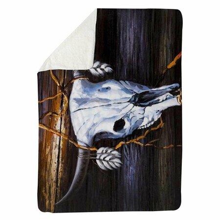 BEGIN HOME DECOR 60 x 80 in. Hanged Skull on A Wood Wall-Sherpa Fleece Blanket 5545-6080-AN114